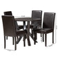 Baxton Studio Rosi Modern Espresso Brown Faux Leather and Wood 5-Piece Dining Set | Dining Sets | Modishstore - 3