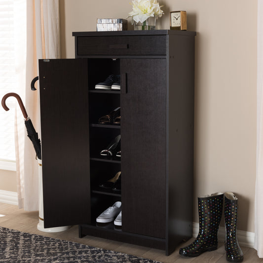 Baxton Studio Bienna Modern and Contemporary Wenge Brown Finished Shoe Cabinet | Cabinets | Modishstore