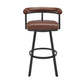 Nolagam Swivel Counter Stool in Black Metal with Brown Faux Leather By Armen Living | Bar Stools | Modishstore - 3