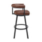 Nolagam Swivel Counter Stool in Black Metal with Brown Faux Leather By Armen Living | Bar Stools | Modishstore - 4