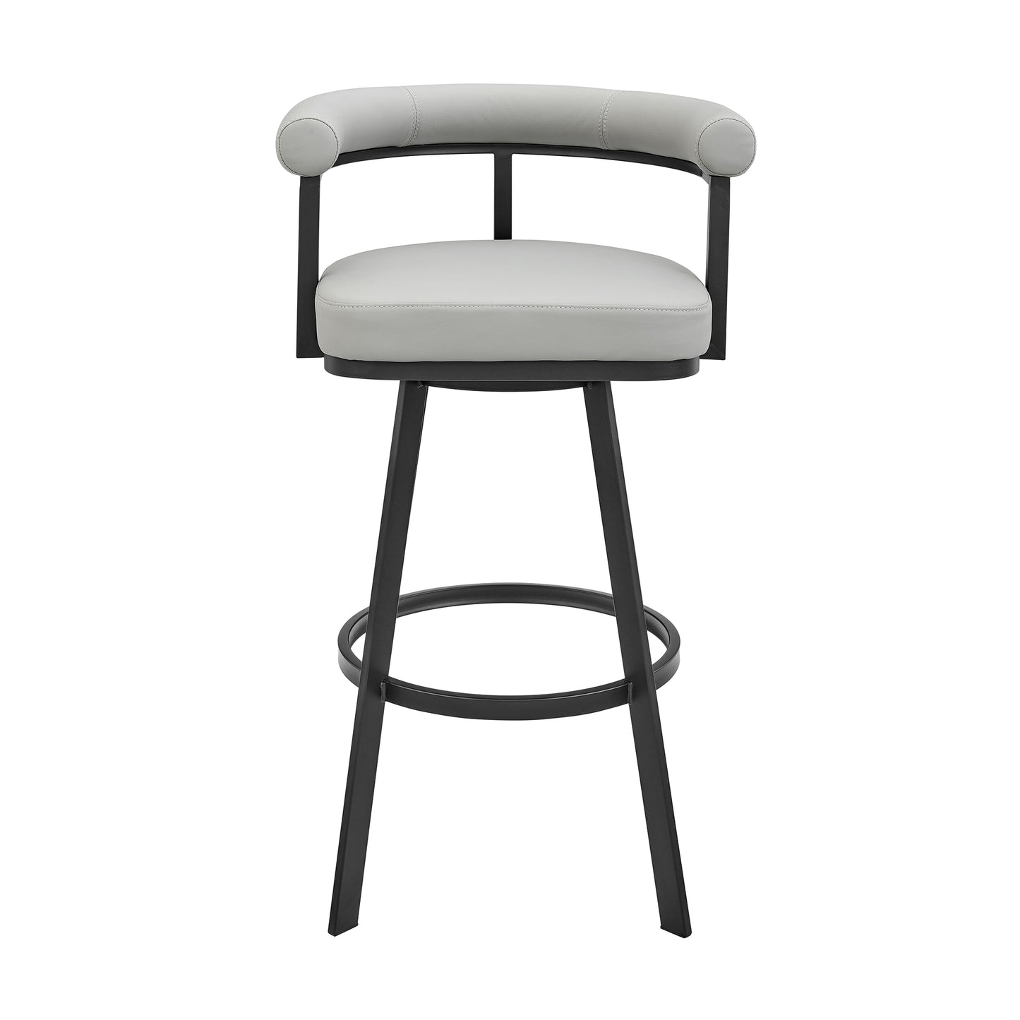 Nolagam Swivel Counter Stool in Black Metal with Brown Faux Leather By Armen Living | Bar Stools | Modishstore - 14