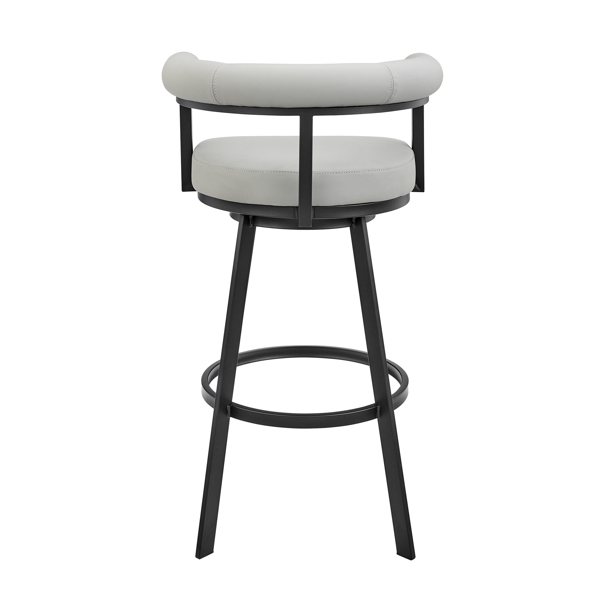 Nolagam Swivel Counter Stool in Black Metal with Brown Faux Leather By Armen Living | Bar Stools | Modishstore - 17