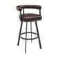 Nolagam Swivel Counter Stool in Black Metal with Brown Faux Leather By Armen Living | Bar Stools | Modishstore - 24