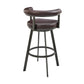 Nolagam Swivel Counter Stool in Black Metal with Brown Faux Leather By Armen Living | Bar Stools | Modishstore - 27