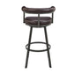 Nolagam Swivel Counter Stool in Black Metal with Brown Faux Leather By Armen Living | Bar Stools | Modishstore - 28