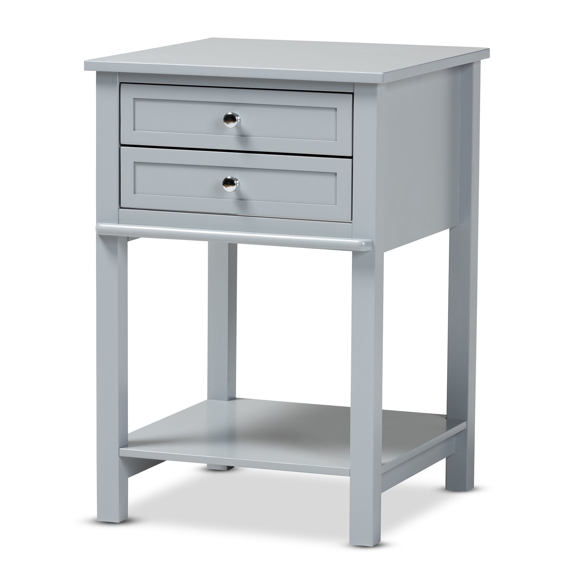 Baxton Studio Willow Modern Transitional Light Grey Finished 2-Drawer Wood End Table | Cabinets | Modishstore - 4