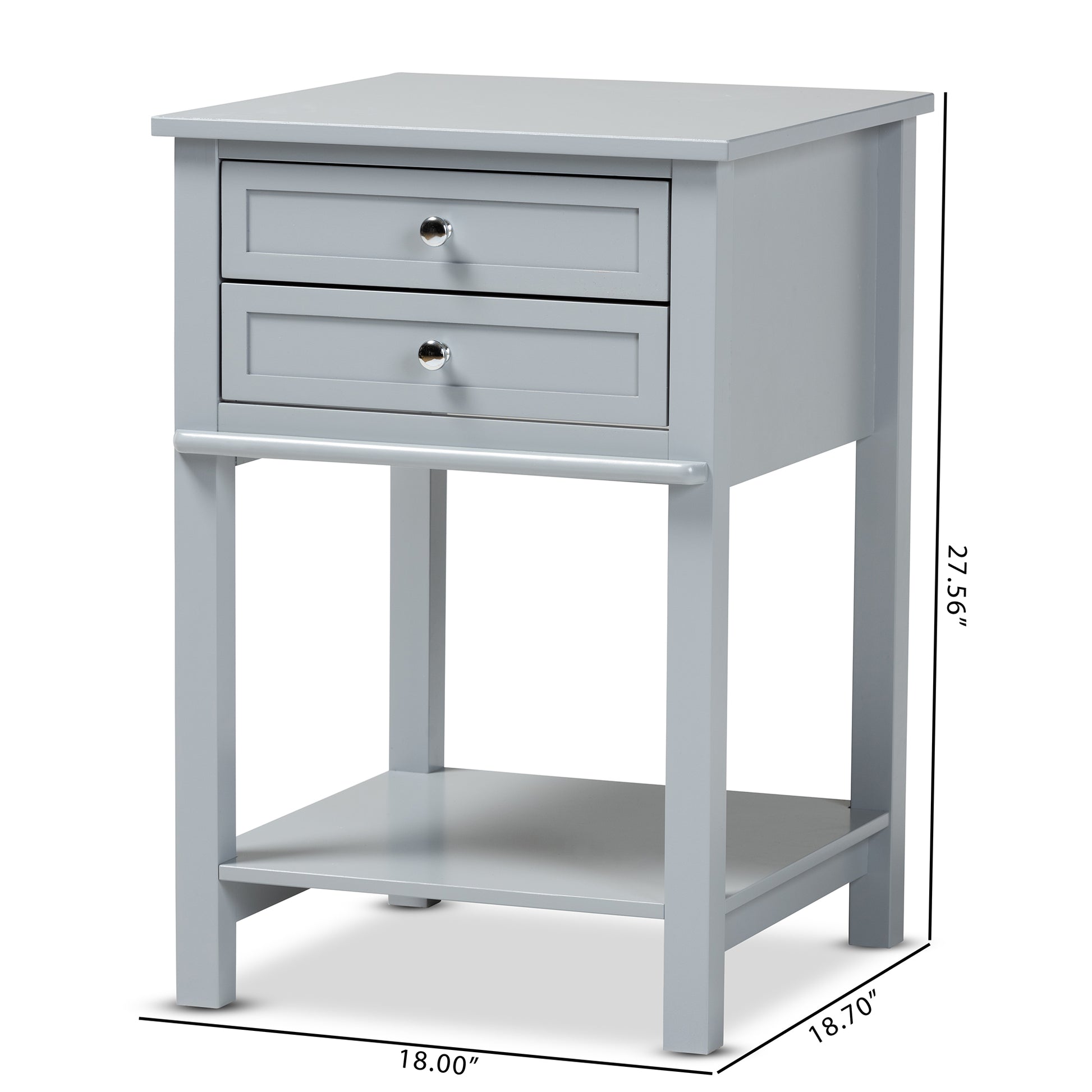 Baxton Studio Willow Modern Transitional Light Grey Finished 2-Drawer Wood End Table | Cabinets | Modishstore - 3