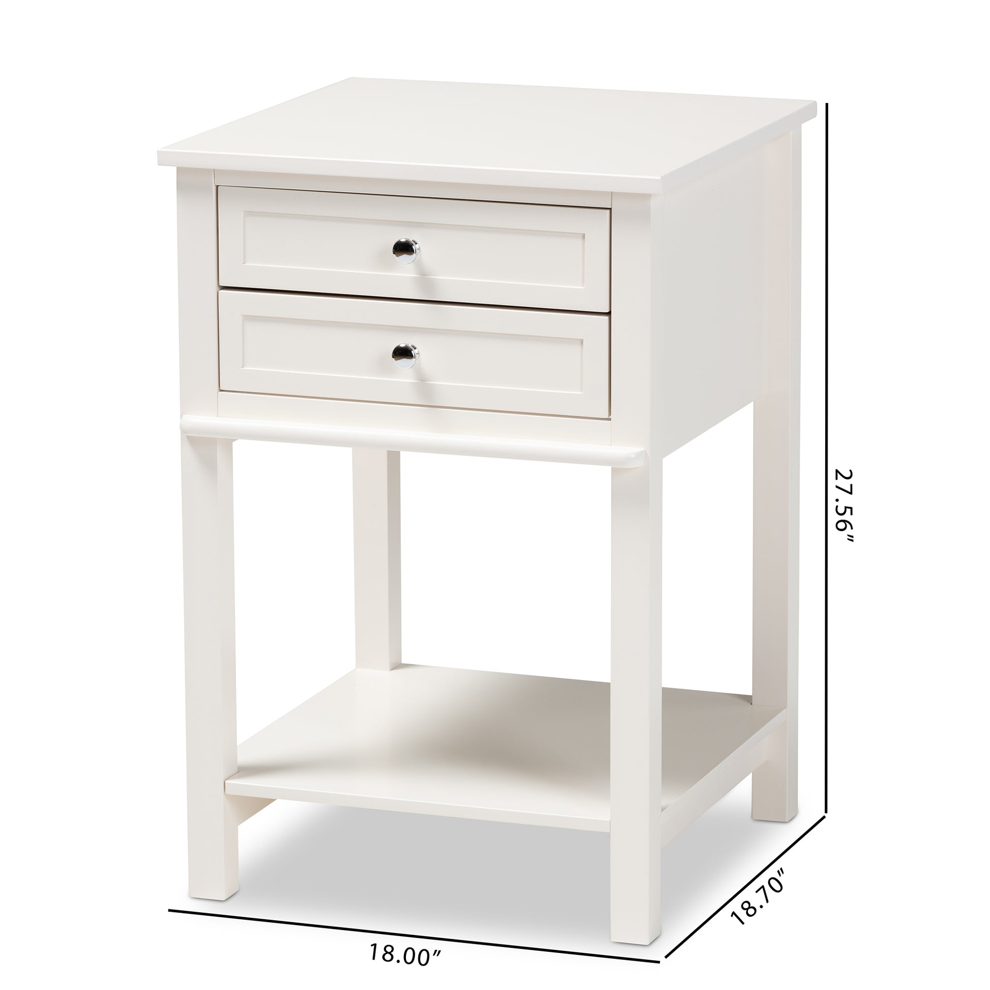 Baxton Studio Willow Modern Transitional Light Grey Finished 2-Drawer Wood End Table | Cabinets | Modishstore - 12