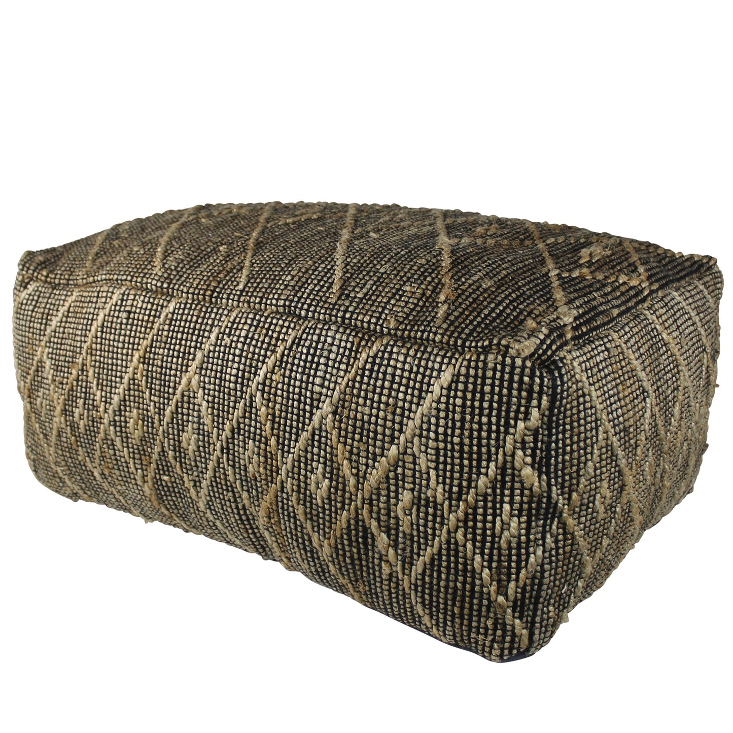 Malika Pouf, Hemp, Black By HomArt | Poufs | Modishstore - 1