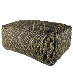 Malika Pouf, Hemp, Black By HomArt