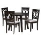 Baxton Studio Louisa Modern Grey Fabric and Dark Brown Finished Wood 5-Piece Dining Set | Dining Sets | Modishstore - 4