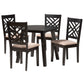 Baxton Studio Ellie Modern Beige Fabric and Dark Brown Finished Wood 5-Piece Dining Set | Dining Sets | Modishstore - 4