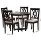 Baxton Studio Aggie Modern Sand Fabric and Dark Brown Finished Wood 5-Piece Dining Set | Dining Sets | Modishstore - 3