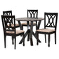 Baxton Studio Irene Modern Sand Fabric and Dark Brown Finished Wood 5-Piece Dining Set | Dining Sets | Modishstore - 4