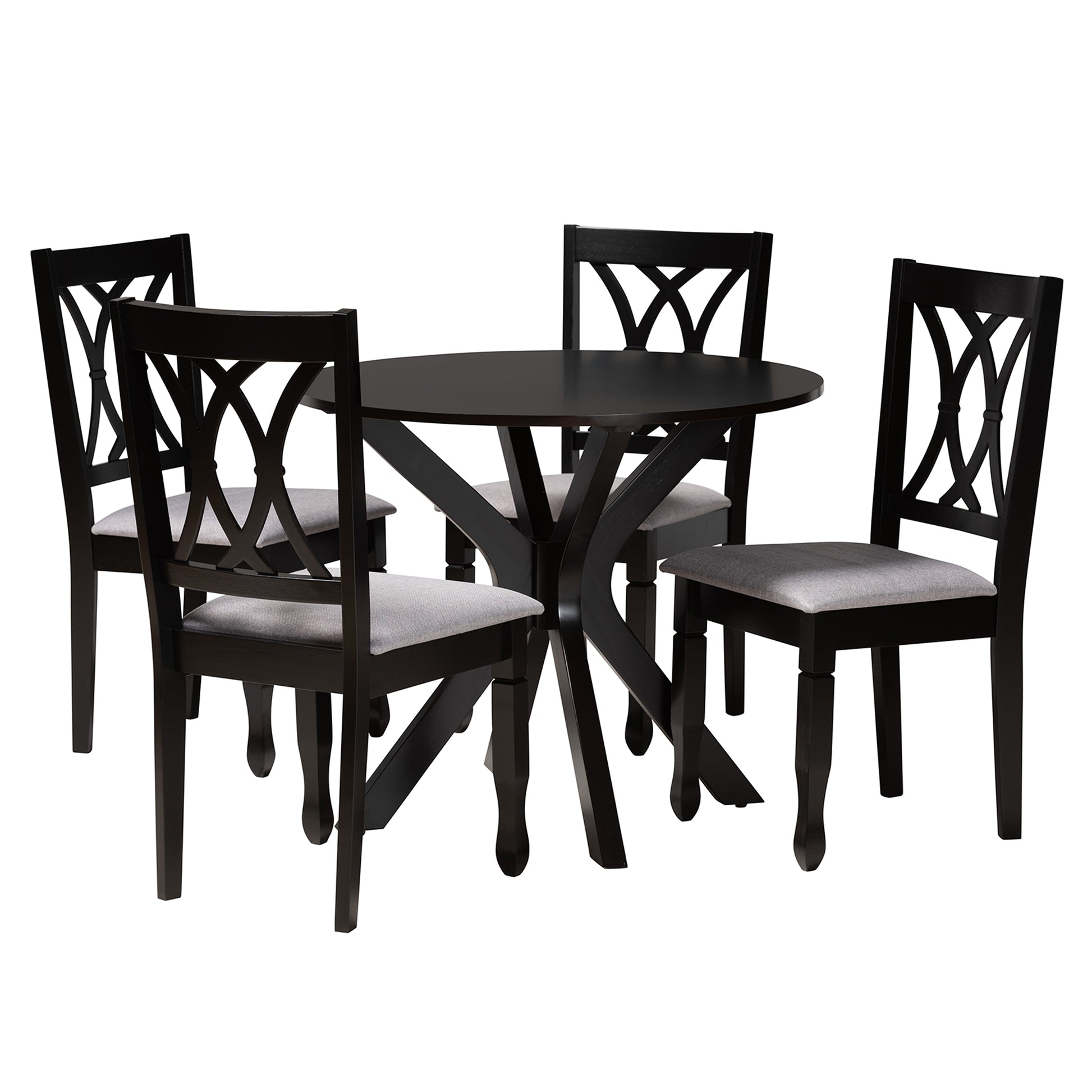 Baxton Studio Maya Modern Grey Fabric and Espresso Brown Finished Wood 5-Piece Dining Set | Dining Sets | Modishstore - 2