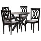 Baxton Studio April Modern Grey Fabric and Dark Brown Finished Wood 5-Piece Dining Set | Dining Sets | Modishstore - 2