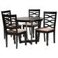 Baxton Studio Leda Modern Sand Fabric and Dark Brown Finished Wood 5-Piece Dining Set | Dining Sets | Modishstore - 4