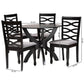 Baxton Studio Aspen Modern Grey Fabric and Dark Brown Finished Wood 5-Piece Dining Set | Dining Sets | Modishstore - 3