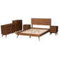 Baxton Studio Demeter Mid-Century Modern Walnut Brown Finished Wood Full Size 5-Piece Bedroom Set | Beds | Modishstore - 3