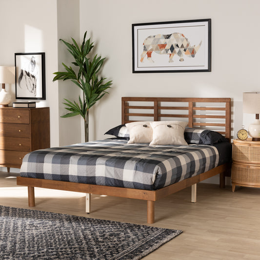 Baxton Studio Lucine Mid-Century Modern Ash Walnut Finished Wood Full Size Platform Bed | Beds | Modishstore