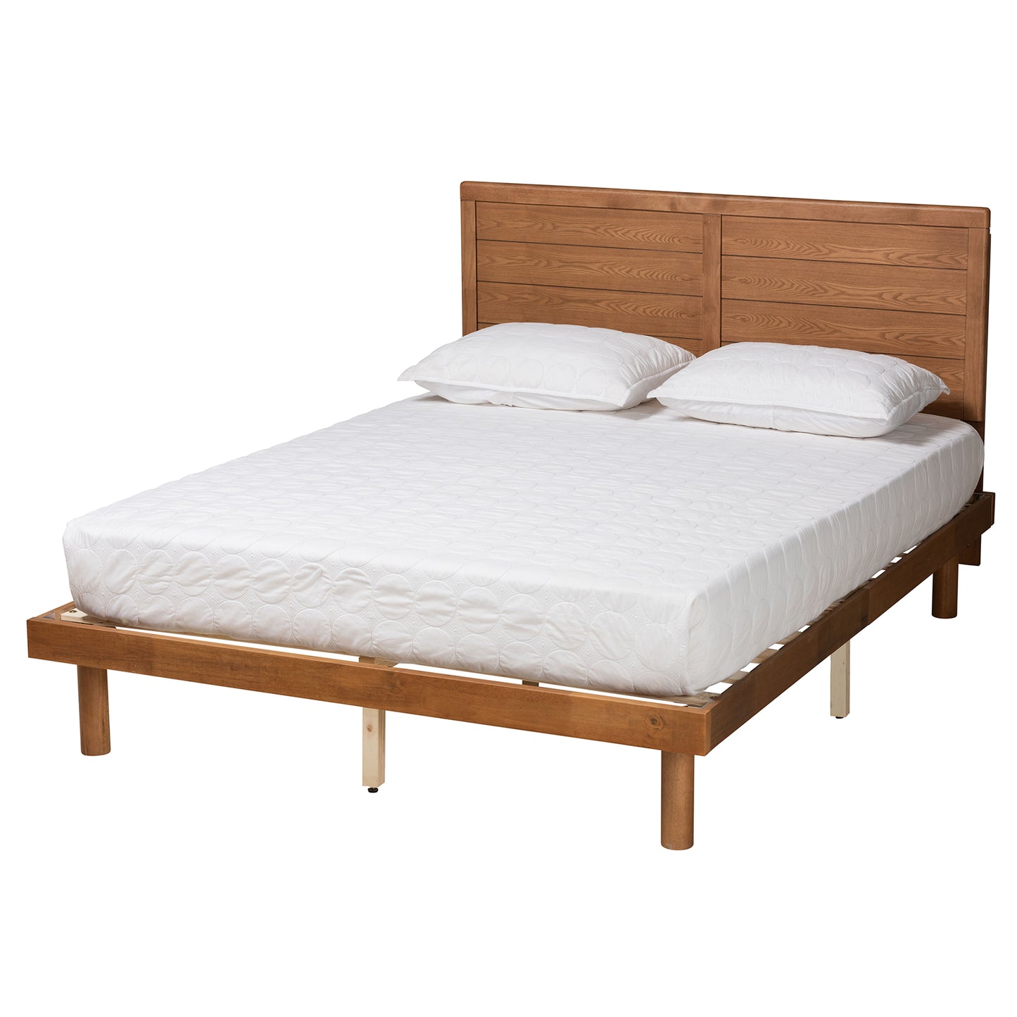 Baxton Studio Daina Mid-Century Modern Ash Walnut Finished Wood Full Size Platform Bed | Beds | Modishstore - 2