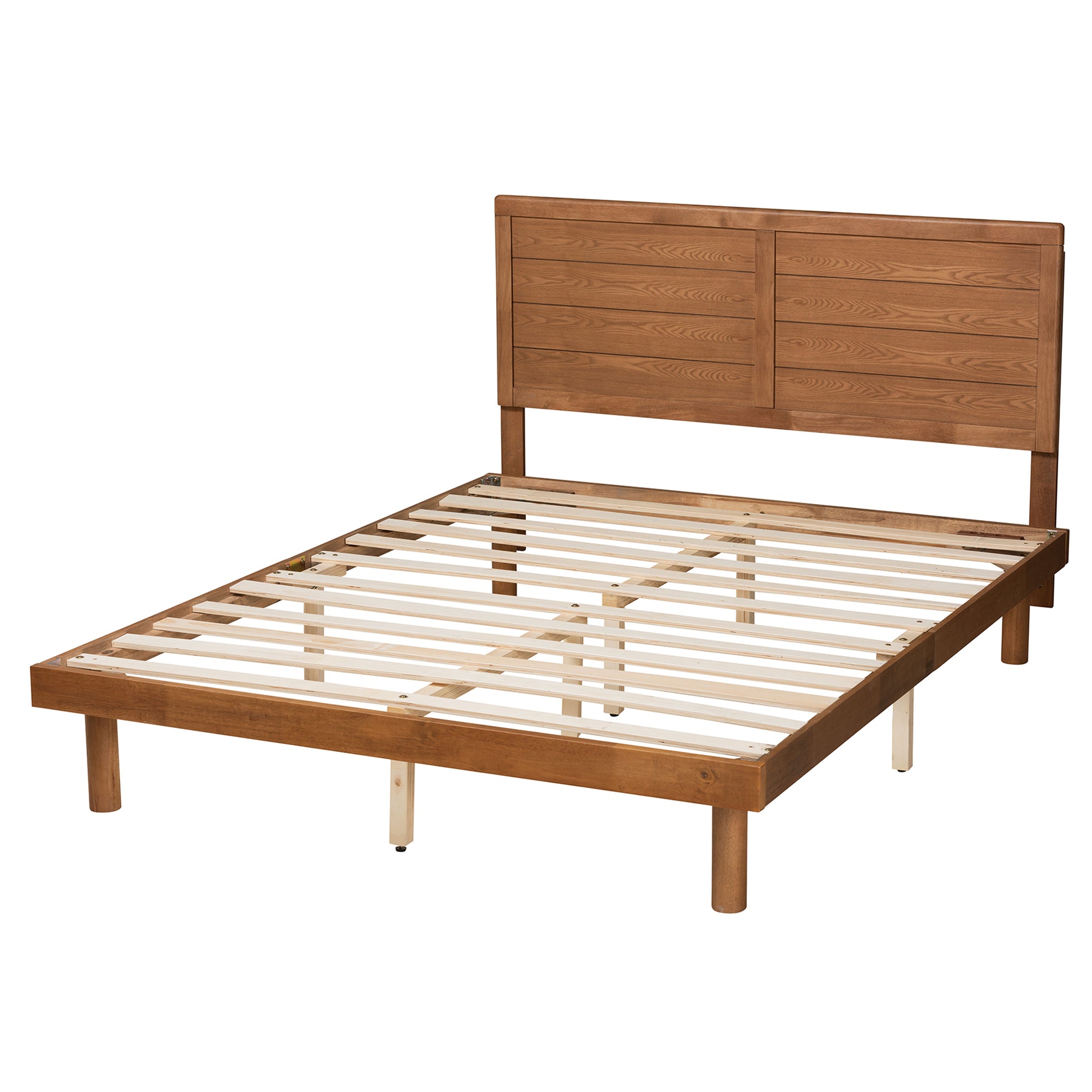 Baxton Studio Daina Mid-Century Modern Ash Walnut Finished Wood Full Size Platform Bed | Beds | Modishstore - 4