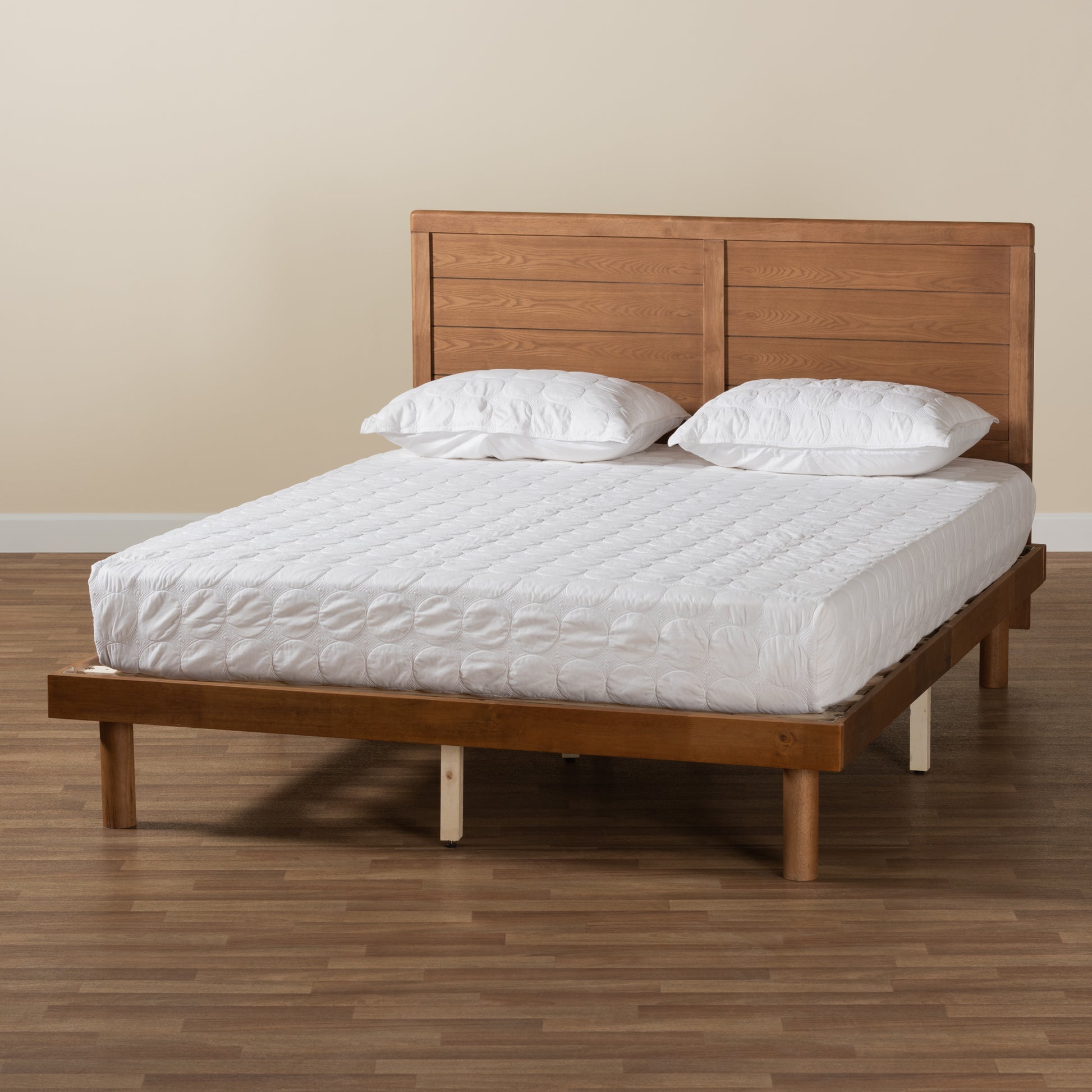 Baxton Studio Daina Mid-Century Modern Ash Walnut Finished Wood Full Size Platform Bed | Beds | Modishstore - 10