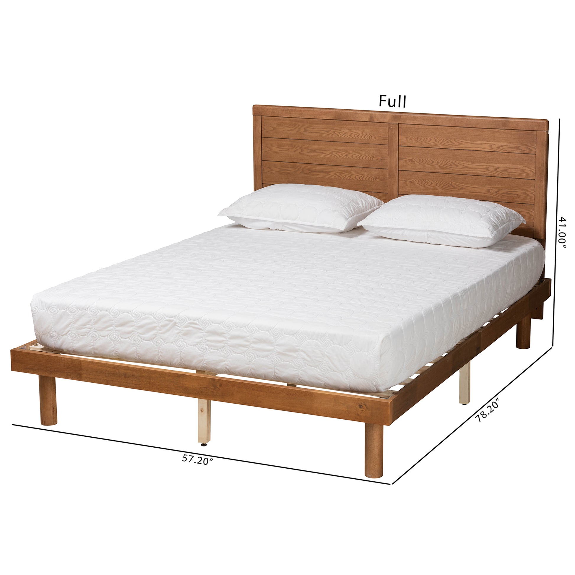 Baxton Studio Daina Mid-Century Modern Ash Walnut Finished Wood Full Size Platform Bed | Beds | Modishstore - 8