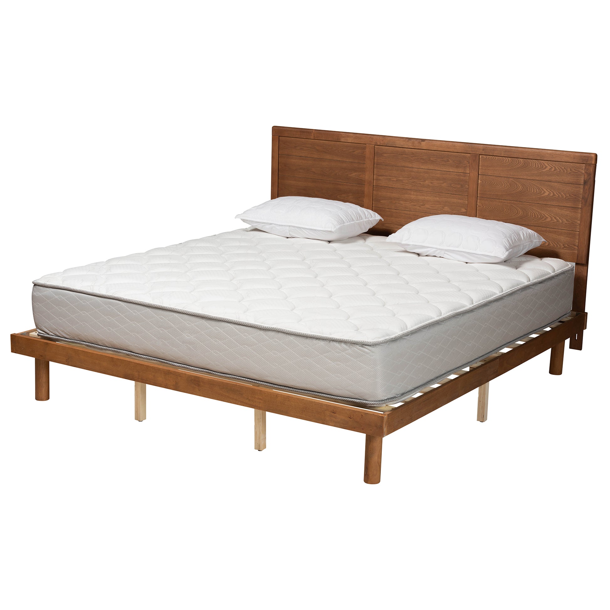 Baxton Studio Daina Mid-Century Modern Ash Walnut Finished Wood King Size Platform Bed | Beds | Modishstore - 2