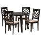 Baxton Studio Thea Modern Beige Fabric and Dark Brown Finished Wood 5-Piece Dining Set | Dining Sets | Modishstore - 4