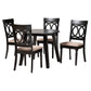 Baxton Studio Charlottle Modern Beige Fabric and Dark Brown Finished Wood 5-Piece Dining Set | Dining Sets | Modishstore - 4