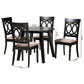 Baxton Studio Charlottle Modern Beige Fabric and Dark Brown Finished Wood 5-Piece Dining Set | Dining Sets | Modishstore - 3