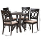 Baxton Studio Angie Modern Sand Fabric and Dark Brown Finished Wood 5-Piece Dining Set | Dining Sets | Modishstore - 10