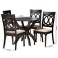 Baxton Studio Velia Modern Sand Fabric and Dark Brown Finished Wood 5-Piece Dining Set | Dining Sets | Modishstore - 3