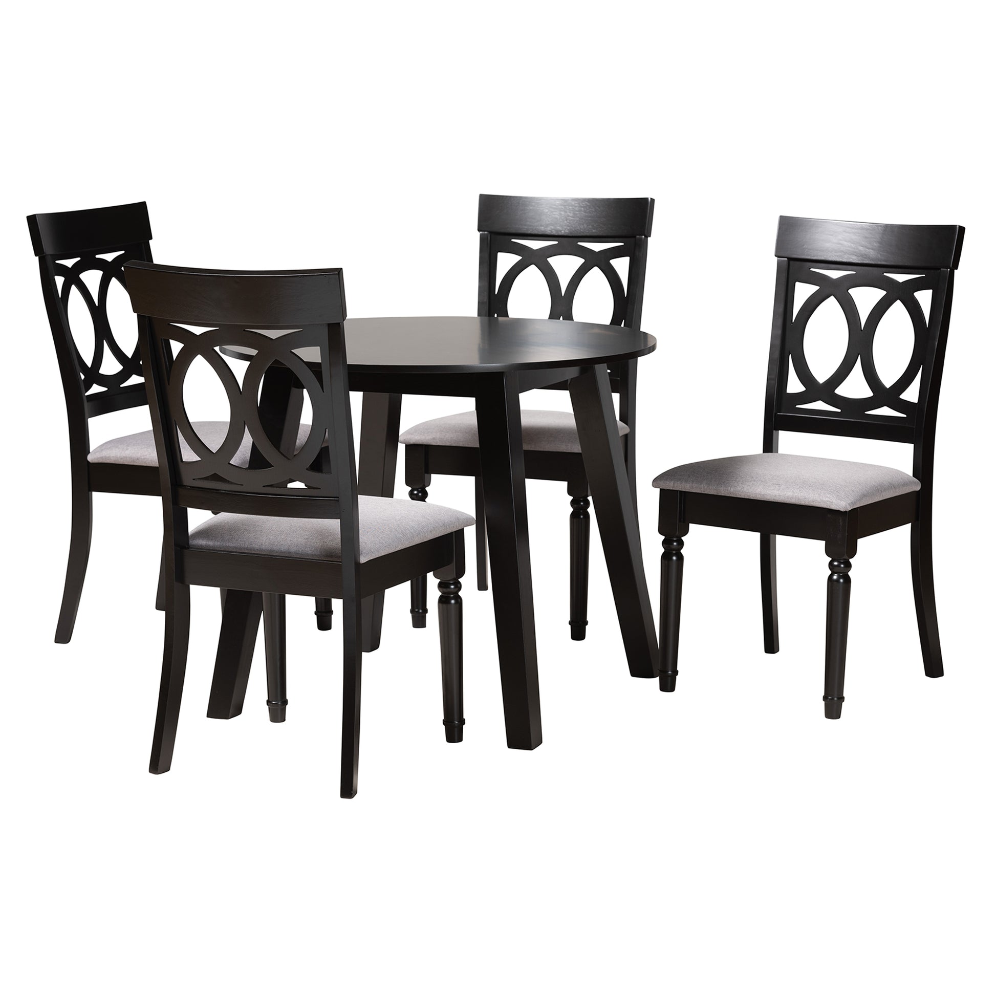 Baxton Studio Charlottle Modern Grey Fabric and Dark Brown Finished Wood 5-Piece Dining Set | Dining Sets | Modishstore - 4