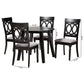 Baxton Studio Charlottle Modern Grey Fabric and Dark Brown Finished Wood 5-Piece Dining Set | Dining Sets | Modishstore - 3