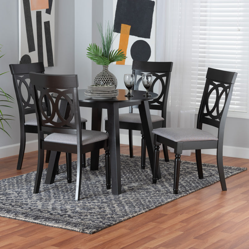 Baxton Studio Charlottle Modern Grey Fabric and Dark Brown Finished Wood 5-Piece Dining Set | Dining Sets | Modishstore