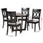 Baxton Studio Estelle Modern Grey Fabric and Dark Brown Finished Wood 5-Piece Dining Set | Dining Sets | Modishstore - 3