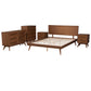 Baxton Studio Melora Mid-Century Modern Walnut Brown Finished Wood and Rattan Full Size 5-Piece Bedroom Set | Beds | Modishstore - 3