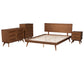 Baxton Studio Melora Mid-Century Modern Walnut Brown Finished Wood and Rattan Full Size 4-Piece Bedroom Set | Beds | Modishstore - 3