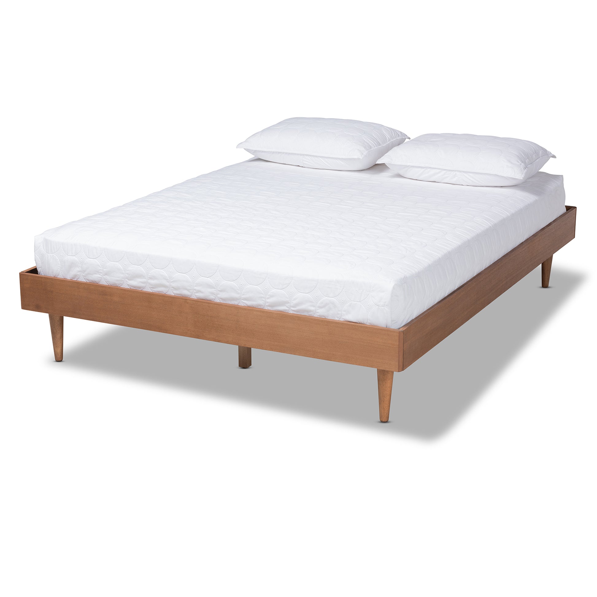 Baxton Studio Rina Mid-Century Modern Ash Wanut Finished King Size Wood Bed Frame | Beds | Modishstore - 4