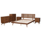 Baxton Studio Nura Mid-Century Modern Walnut Brown Finished Wood and Rattan King Size 5-Piece Bedroom Set | Bedroom Sets | Modishstore - 7