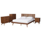 Baxton Studio Nura Mid-Century Modern Walnut Brown Finished Wood and Rattan Full Size 4-Piece Bedroom Set | Bedroom Sets | Modishstore - 6