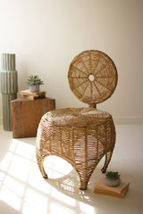 Woven Seagrass And Iron Statement Chair By Kalalou