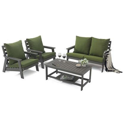 LeisureMod Alpine Poly Lumber 4-Piece Weather Resistant Patio Conversation Set | Outdoor Sofas, Loveseats & Sectionals | Modishstore - 38