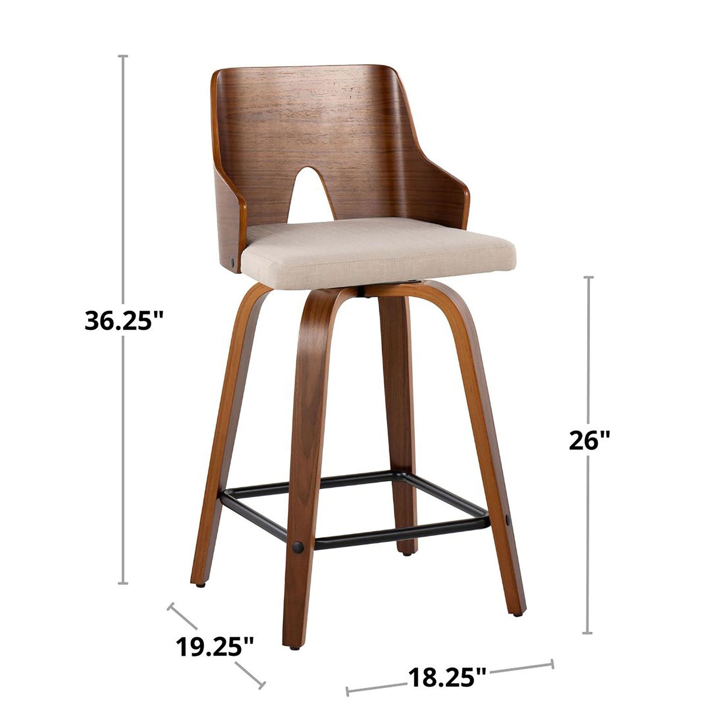 Ariana 24" Fixed-Height Counter Stool - Set of 2 By LumiSource - B24-ARIA-GRTZX2 WLWLBG2 | Counter Stools | Modishstore - 10