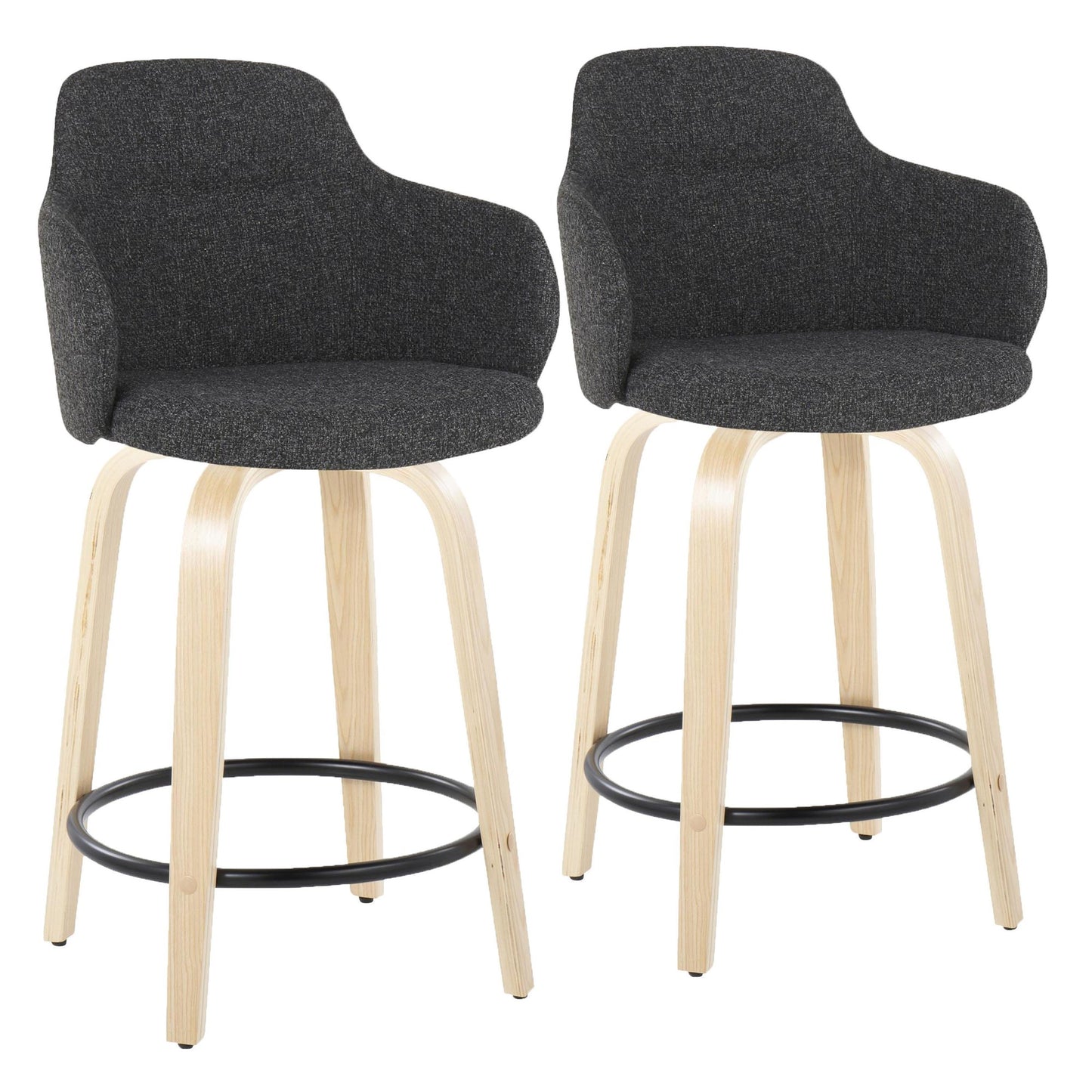 Boyne 24" Fixed-Height Counter Stool - Set of 2 By LumiSource - B24-BOYNEFB-GRTZQ2 NADGY2 | Counter Stools | Modishstore - 5