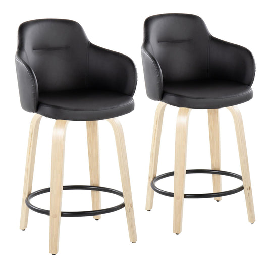 Boyne 24" Fixed-Height Counter Stool - Set of 2 By LumiSource - B24-BOYNEPU-GRTZQ2 NABK2 | Counter Stools | Modishstore