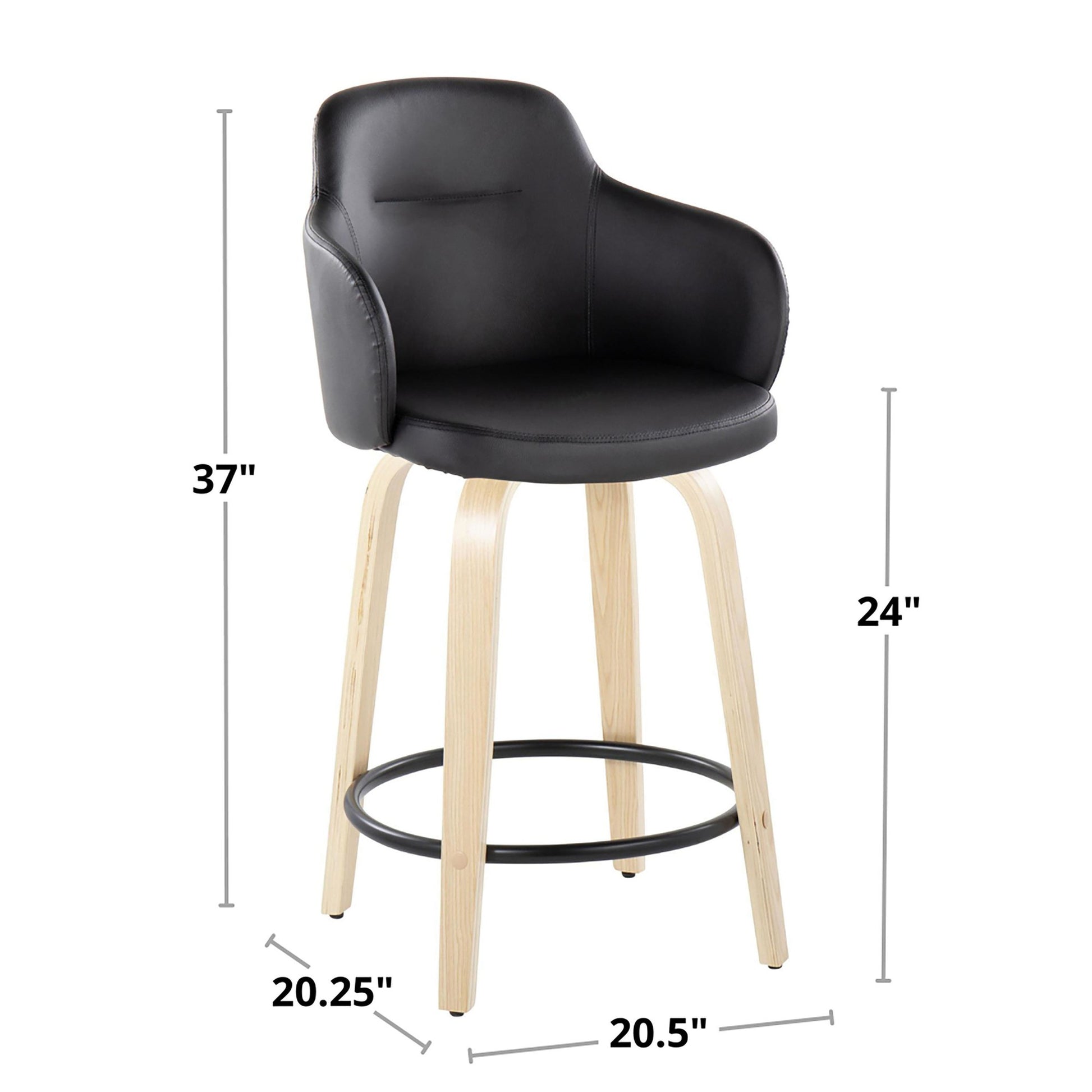 Boyne 24" Fixed-Height Counter Stool - Set of 2 By LumiSource - B24-BOYNEPU-GRTZR2 NABK2 | Counter Stools | Modishstore - 6