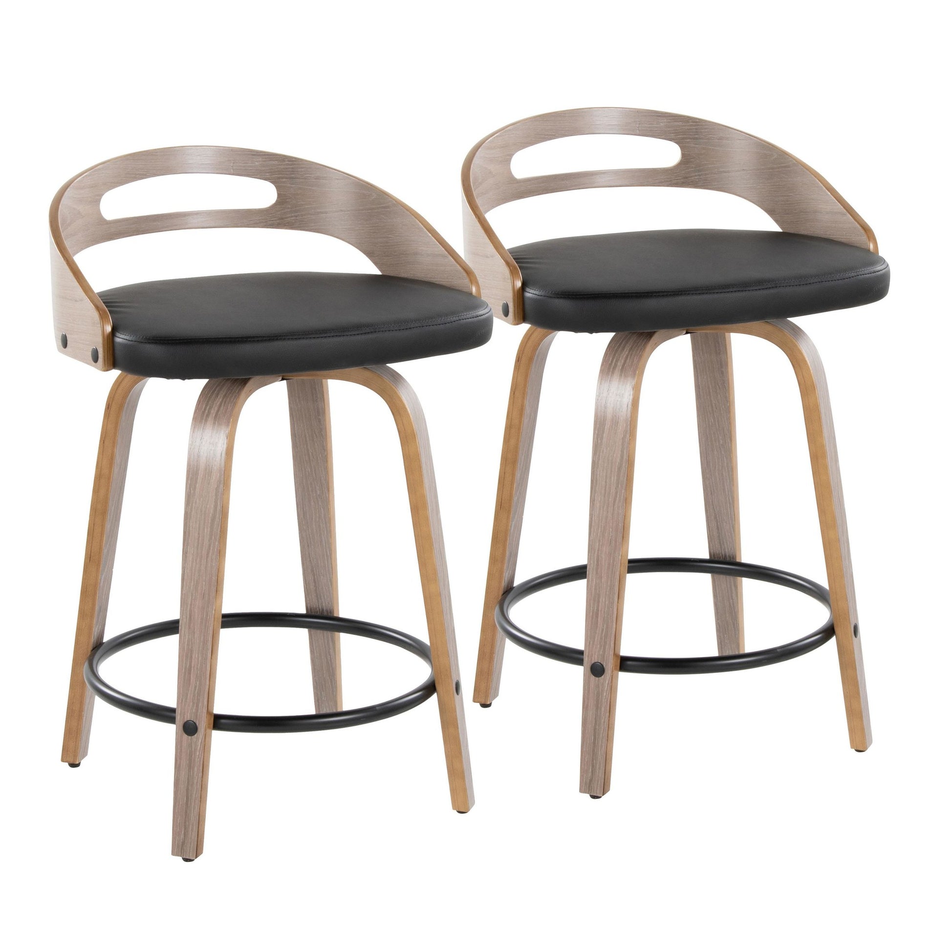 Cassis 24" Fixed-Height Counter Stool - Set of 2 By LumiSource - B24-CASSISPU-GRTZQ2 LGYLGYBK2 | Counter Stools | Modishstore - 5